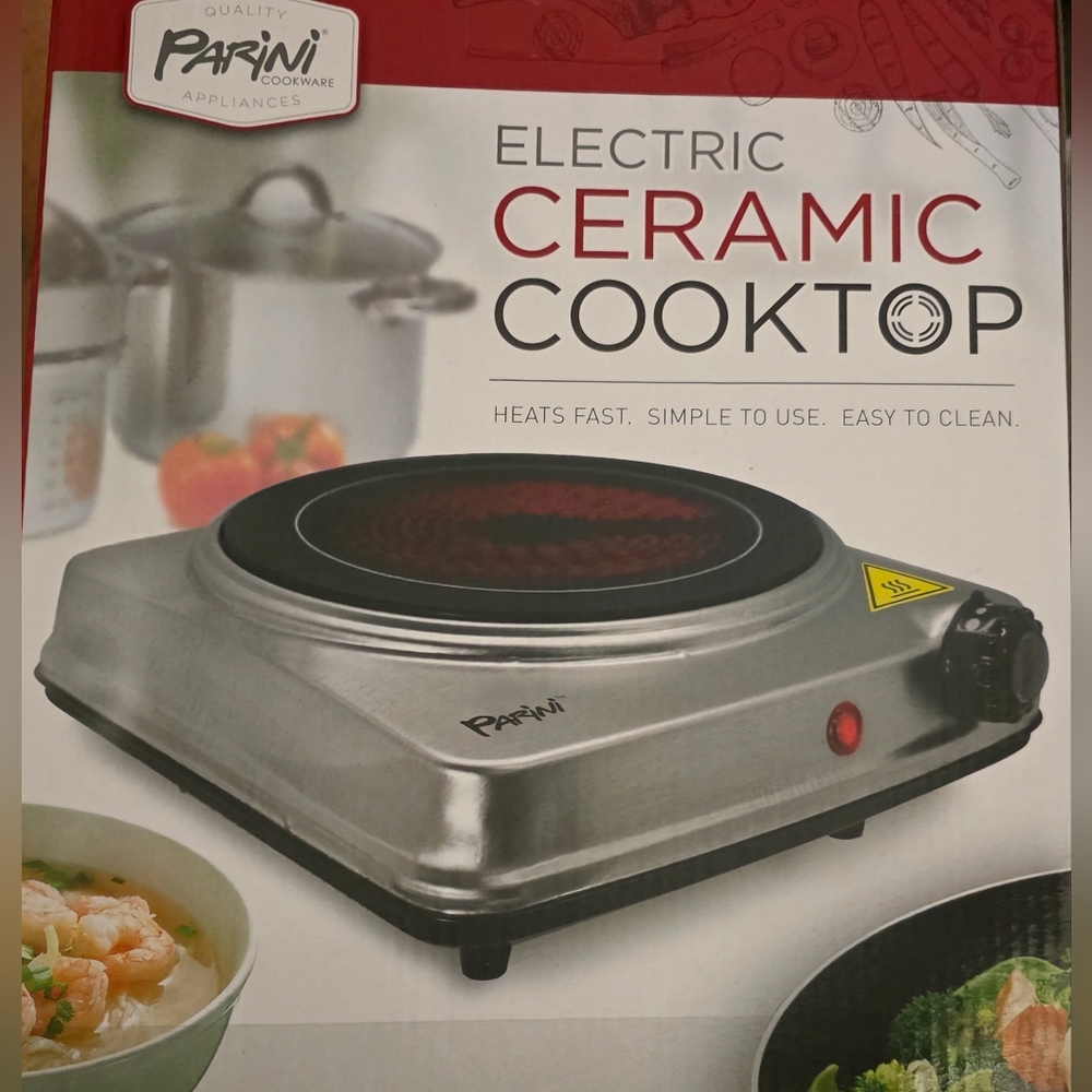 Parini Electric Ceramic Cooktop - Silver and Black
